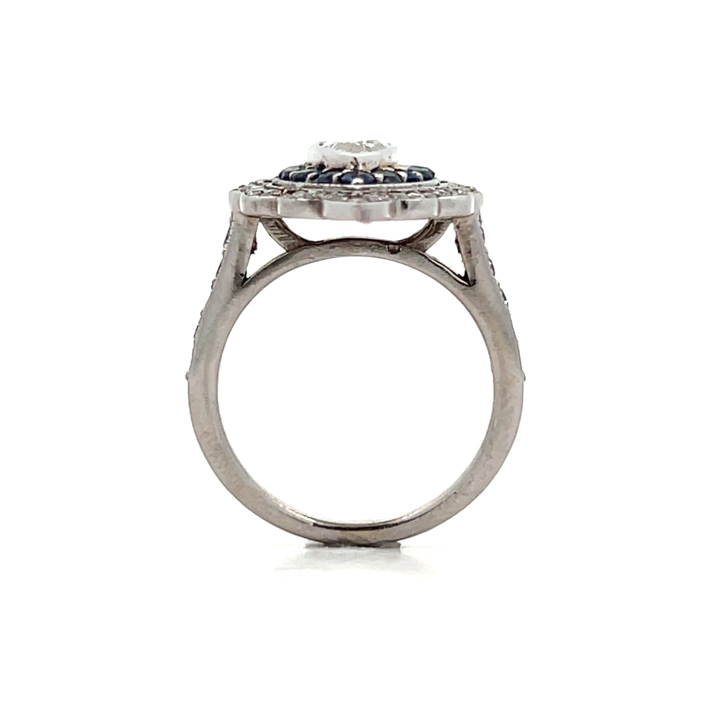 1.15 Marquise & Sapphire Navette Cocktail Ring 14k