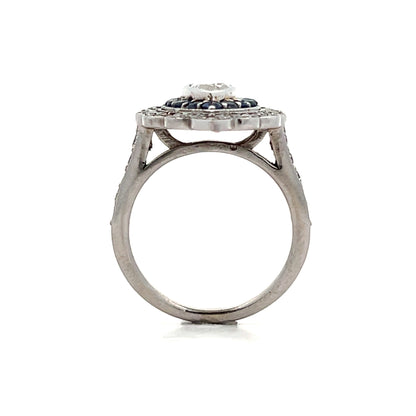1.15 Marquise & Sapphire Navette Cocktail Ring 14k