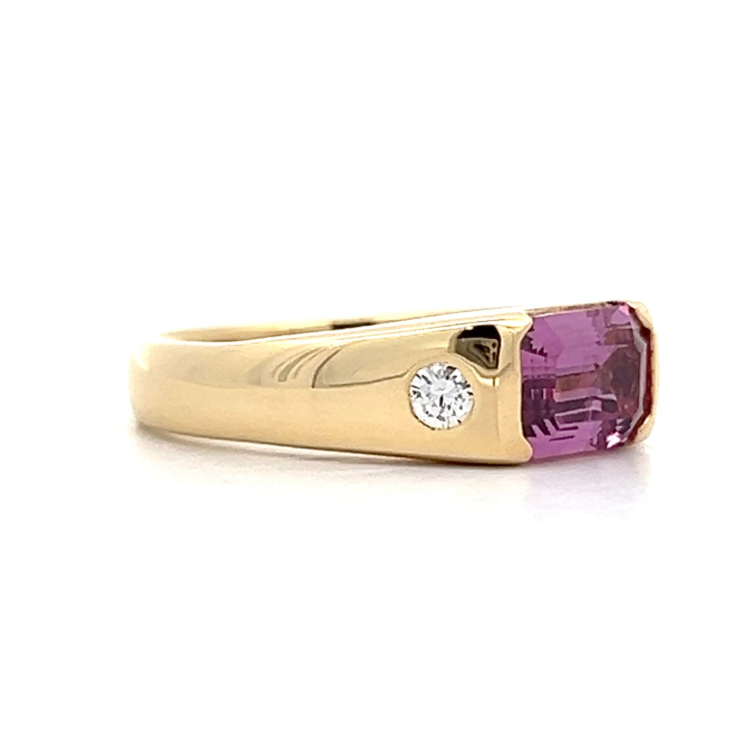 1.56 Emerald Cut Rhodolite Garnet 18k Yellow Gold