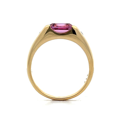 1.56 Emerald Cut Rhodolite Garnet 18k Yellow Gold