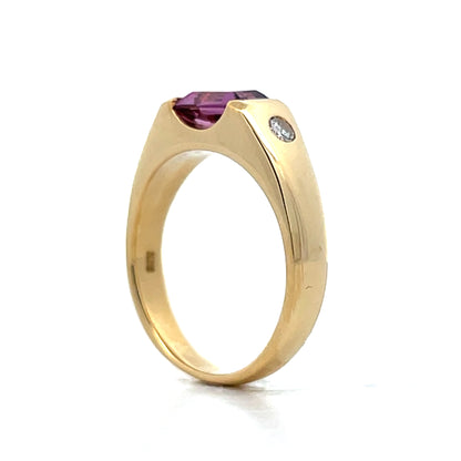 1.56 Emerald Cut Rhodolite Garnet 18k Yellow Gold