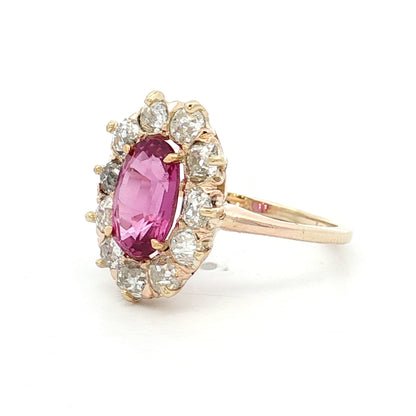 2.09 Antique Victorian Pink Sapphire Engagement Ring 14k