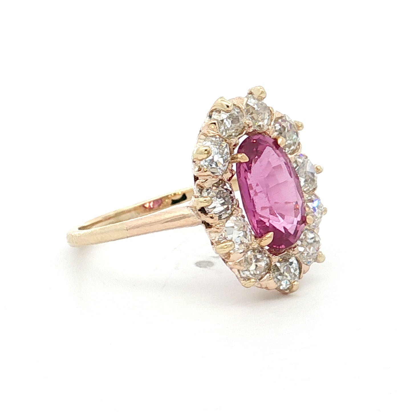 2.09 Antique Victorian Pink Sapphire Engagement Ring 14k