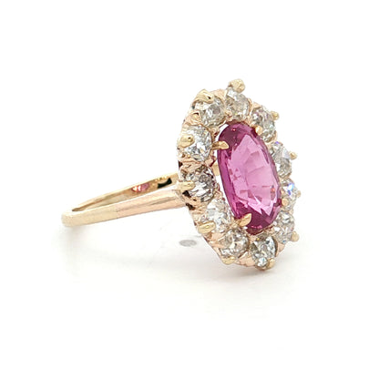 2.09 Antique Victorian Pink Sapphire Engagement Ring 14k
