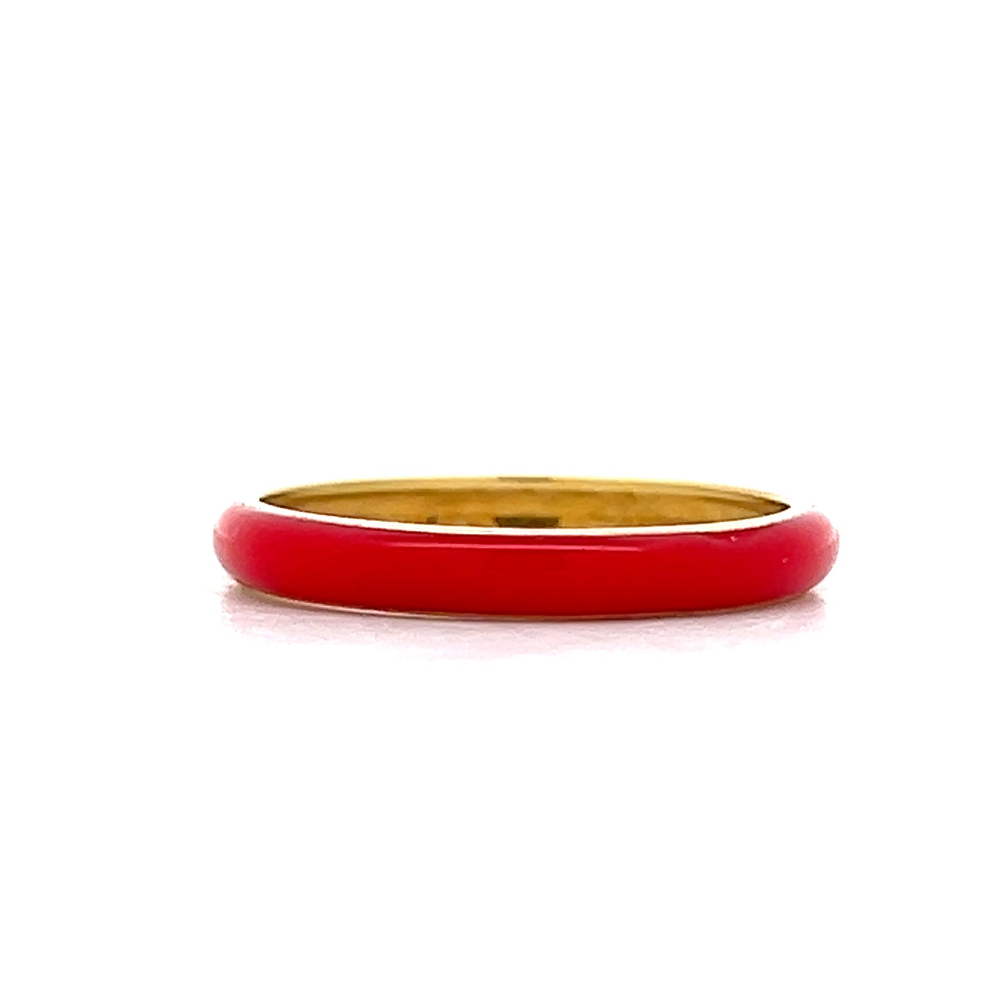 3mm Red Enamel Stacking Ring in 14k Yellow Gold