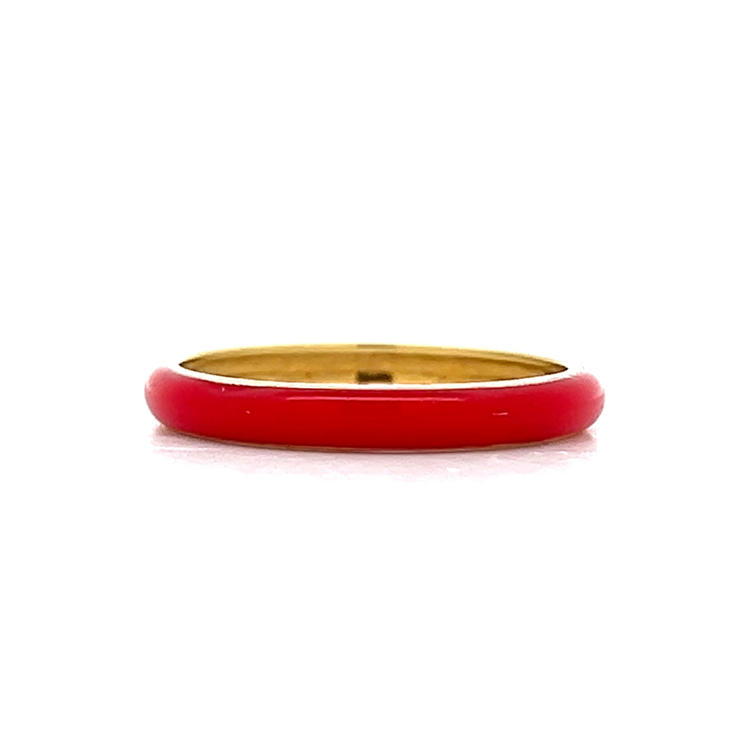 3mm Red Enamel Stacking Ring in 14k Yellow Gold