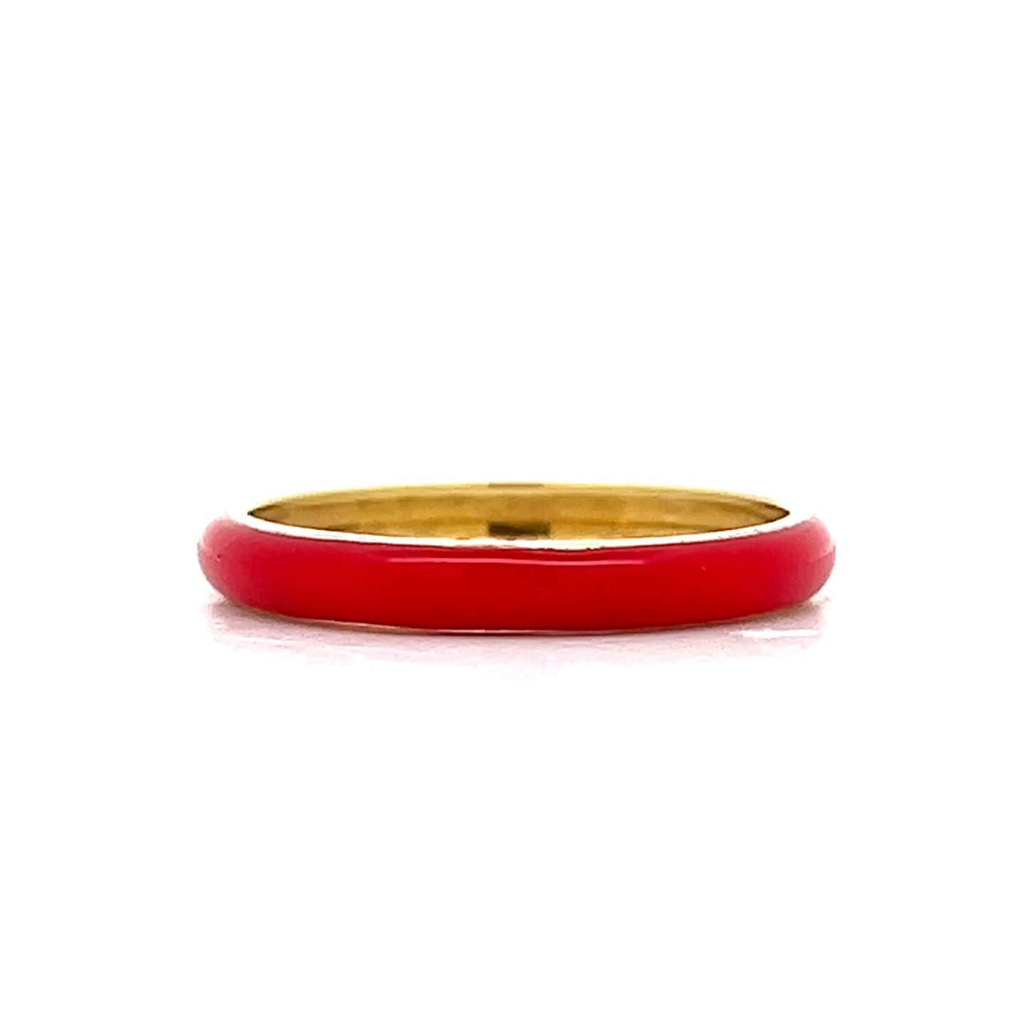 3mm Red Enamel Stacking Ring in 14k Yellow Gold