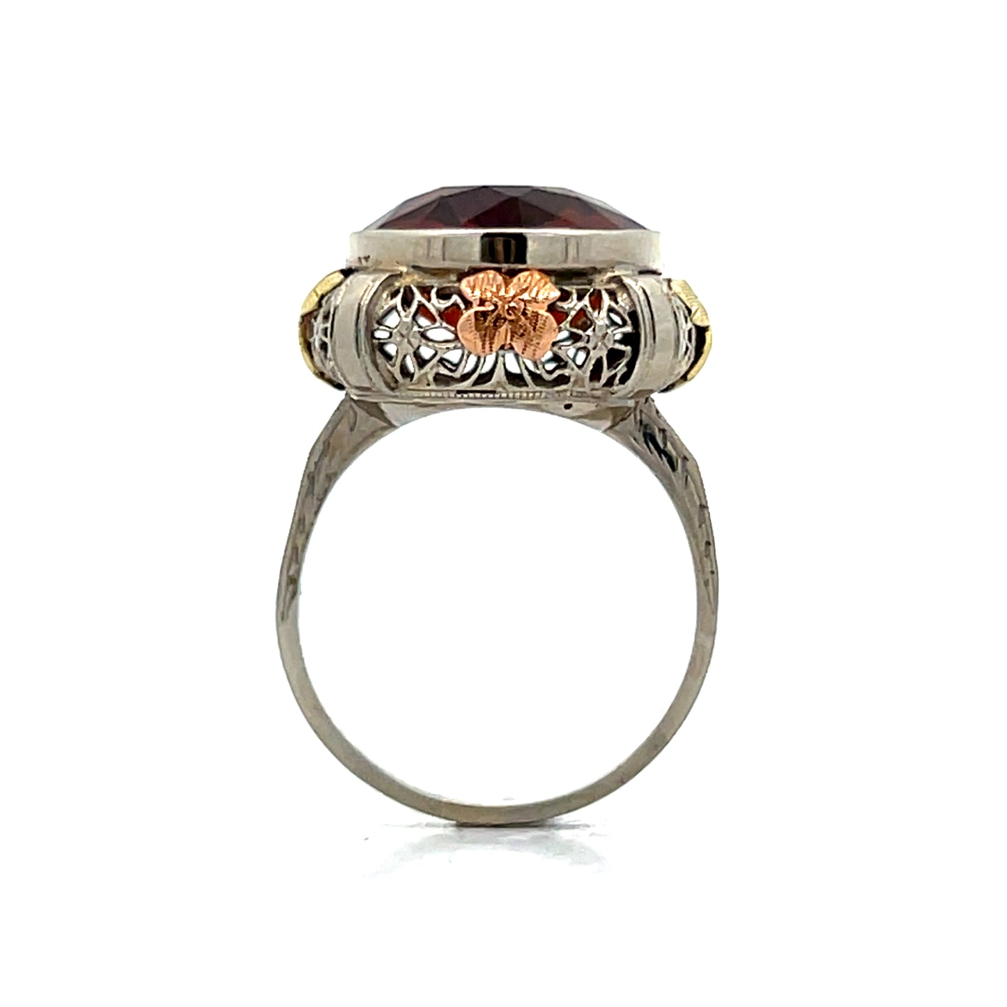 5.56 Antique Art Deco Citrine Cocktail Ring in 14k