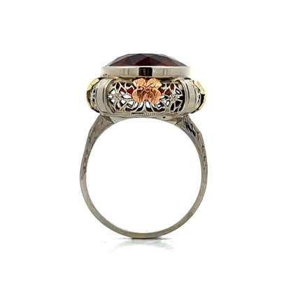 5.56 Antique Art Deco Citrine Cocktail Ring in 14k