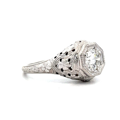 .85 Antique Art Deco Filigree Engagement Ring 18k