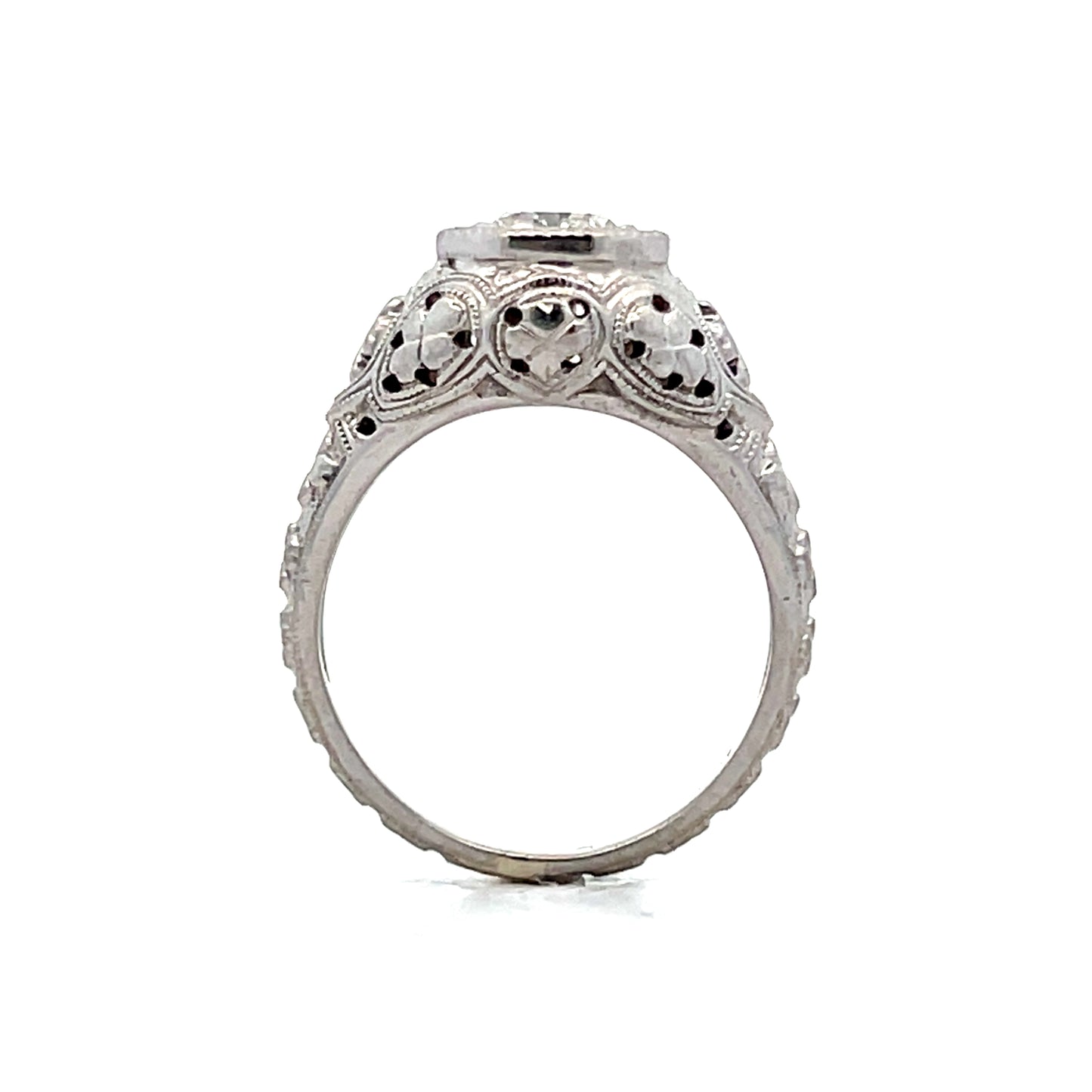 .85 Antique Art Deco Filigree Engagement Ring 18k