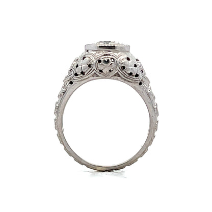 .85 Antique Art Deco Filigree Engagement Ring 18k