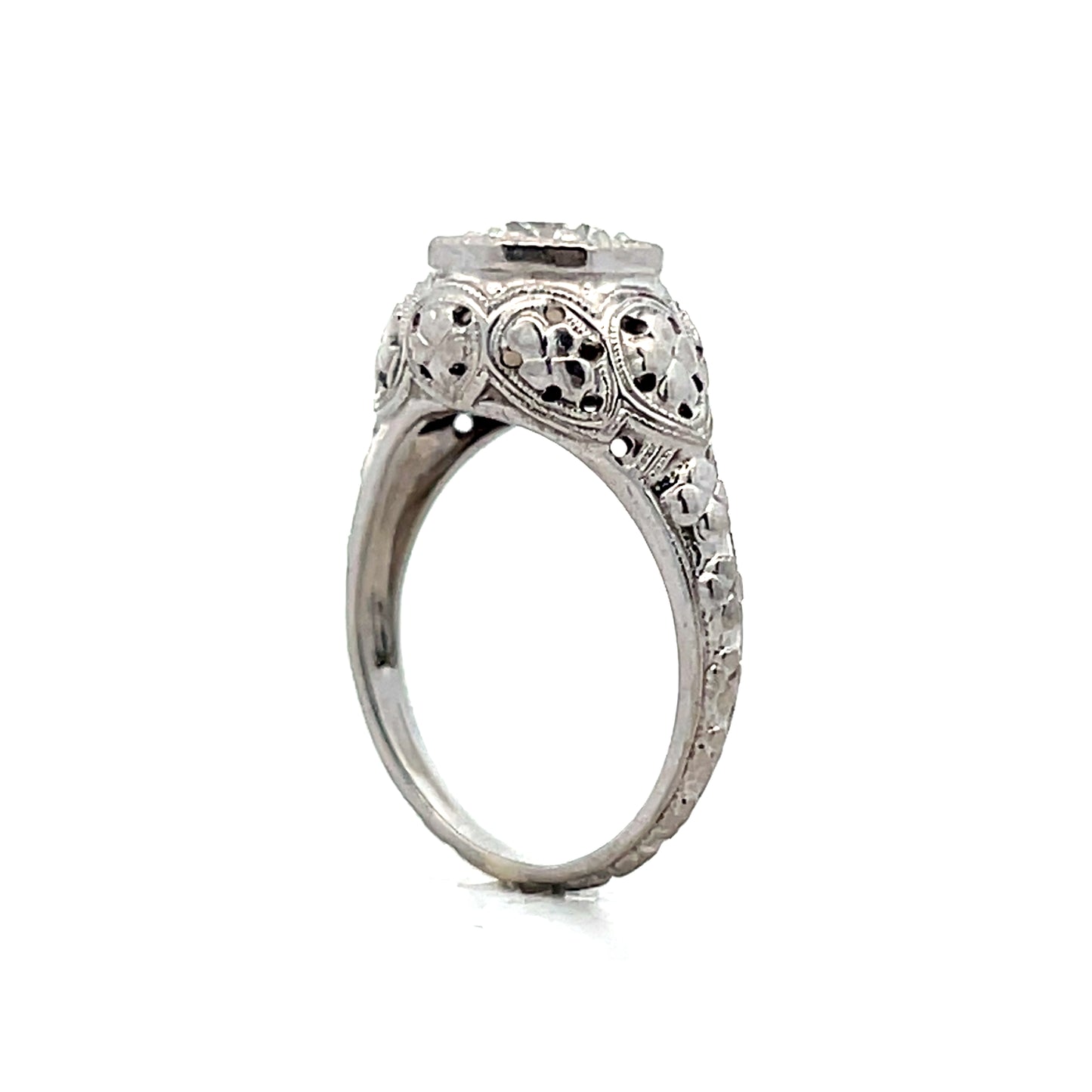.85 Antique Art Deco Filigree Engagement Ring 18k