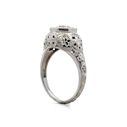 .85 Antique Art Deco Filigree Engagement Ring 18k