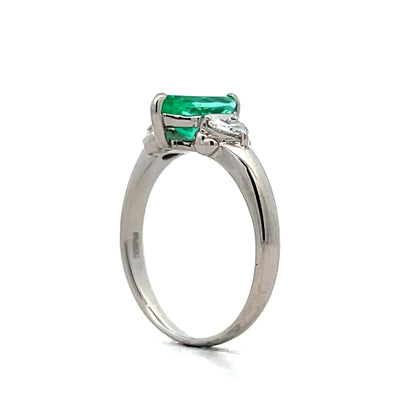 1.00 Marquise Emerald Engagement Ring in Platinum