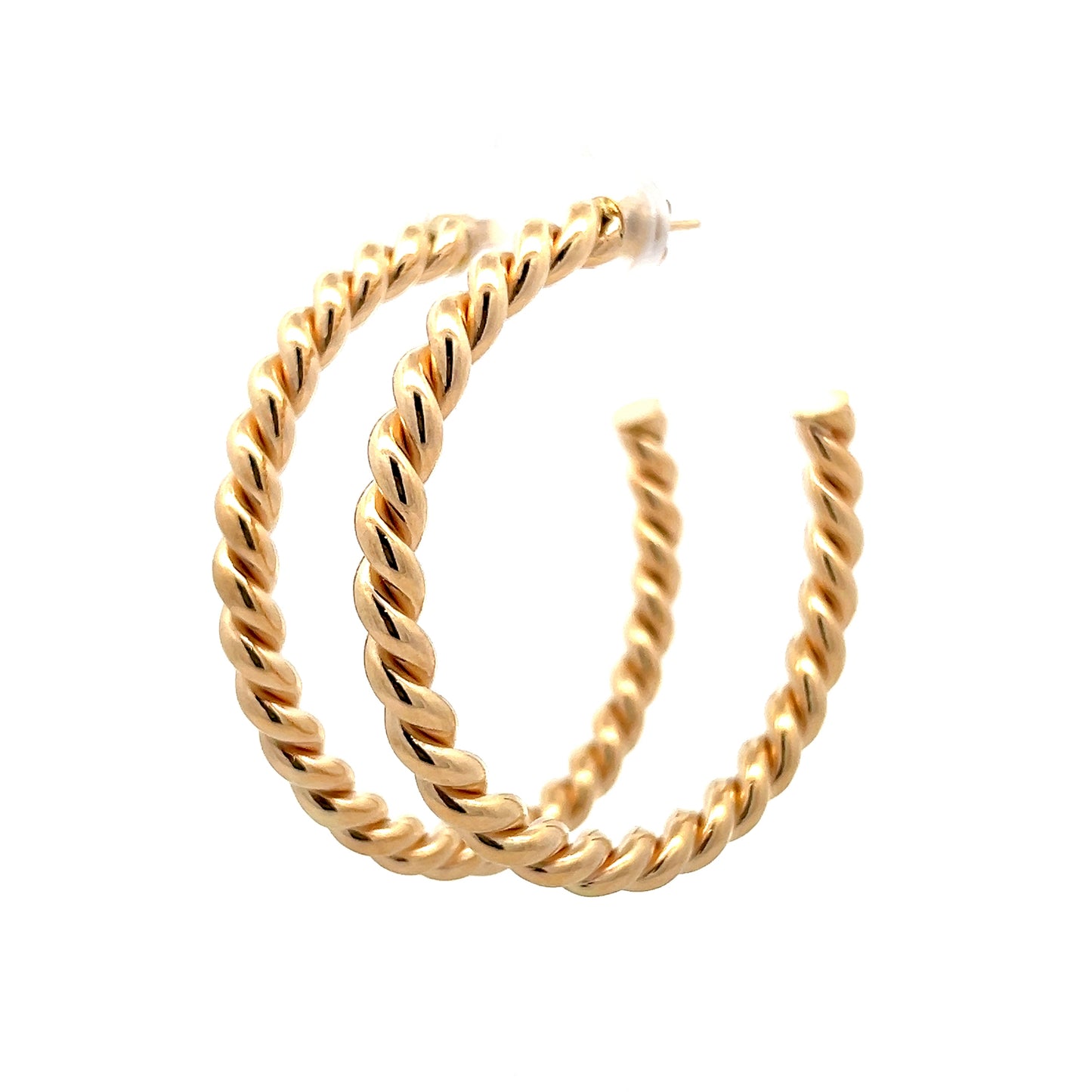 Twisted Rope Style Hoop Earrings in 14k Yellow Gold