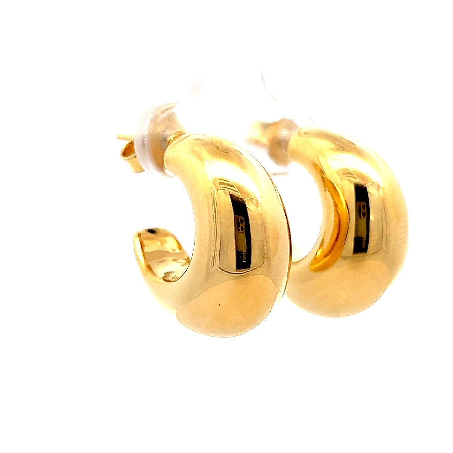 Puffy J Hoop Earrings in 14k Yellow Gold