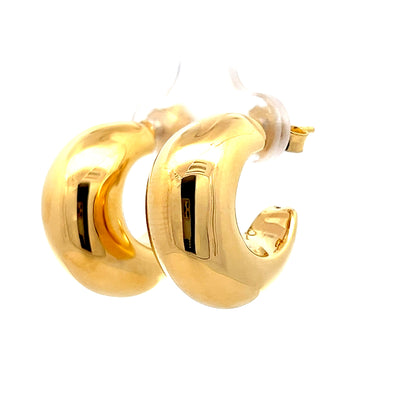 Puffy J Hoop Earrings in 14k Yellow Gold