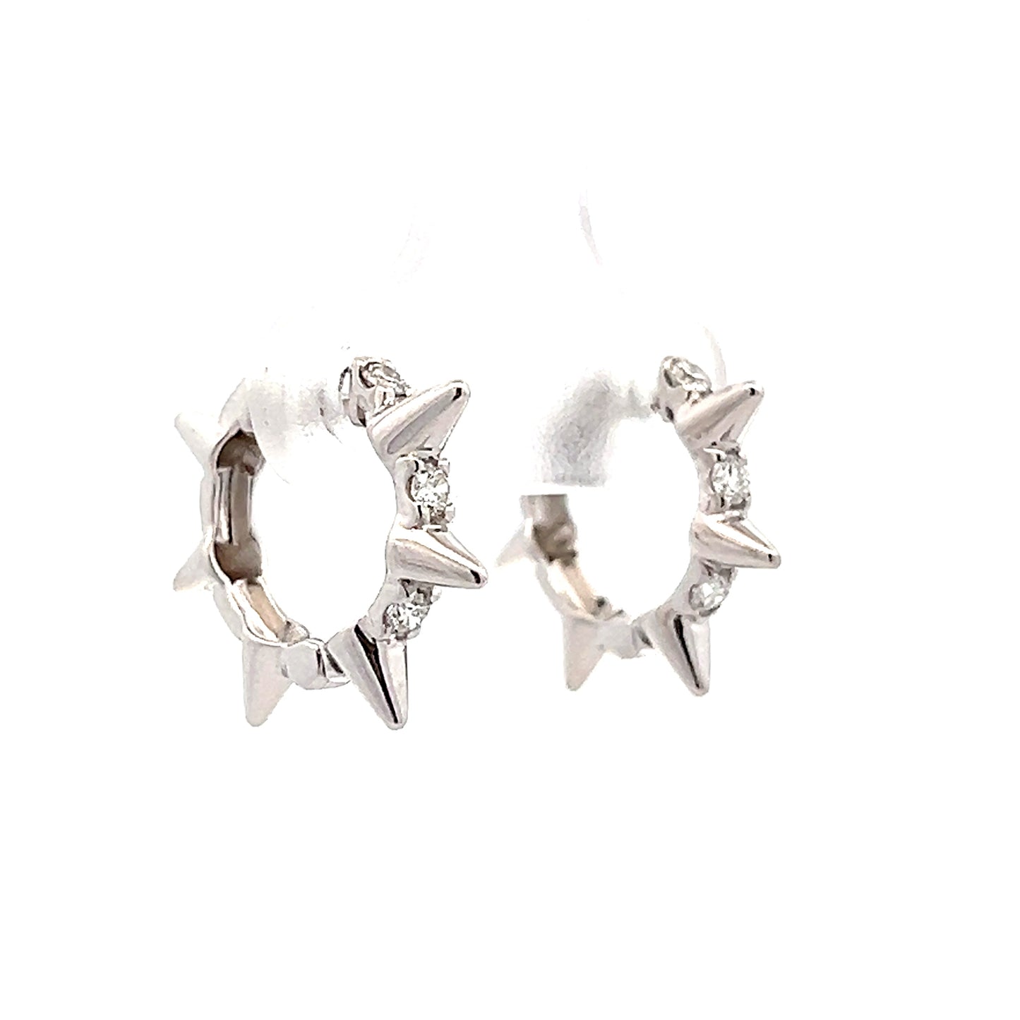 .20 Spiked Diamond Hoop Earrings in 14k White Gold