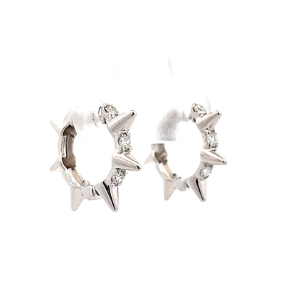 .20 Spiked Diamond Hoop Earrings in 14k White Gold