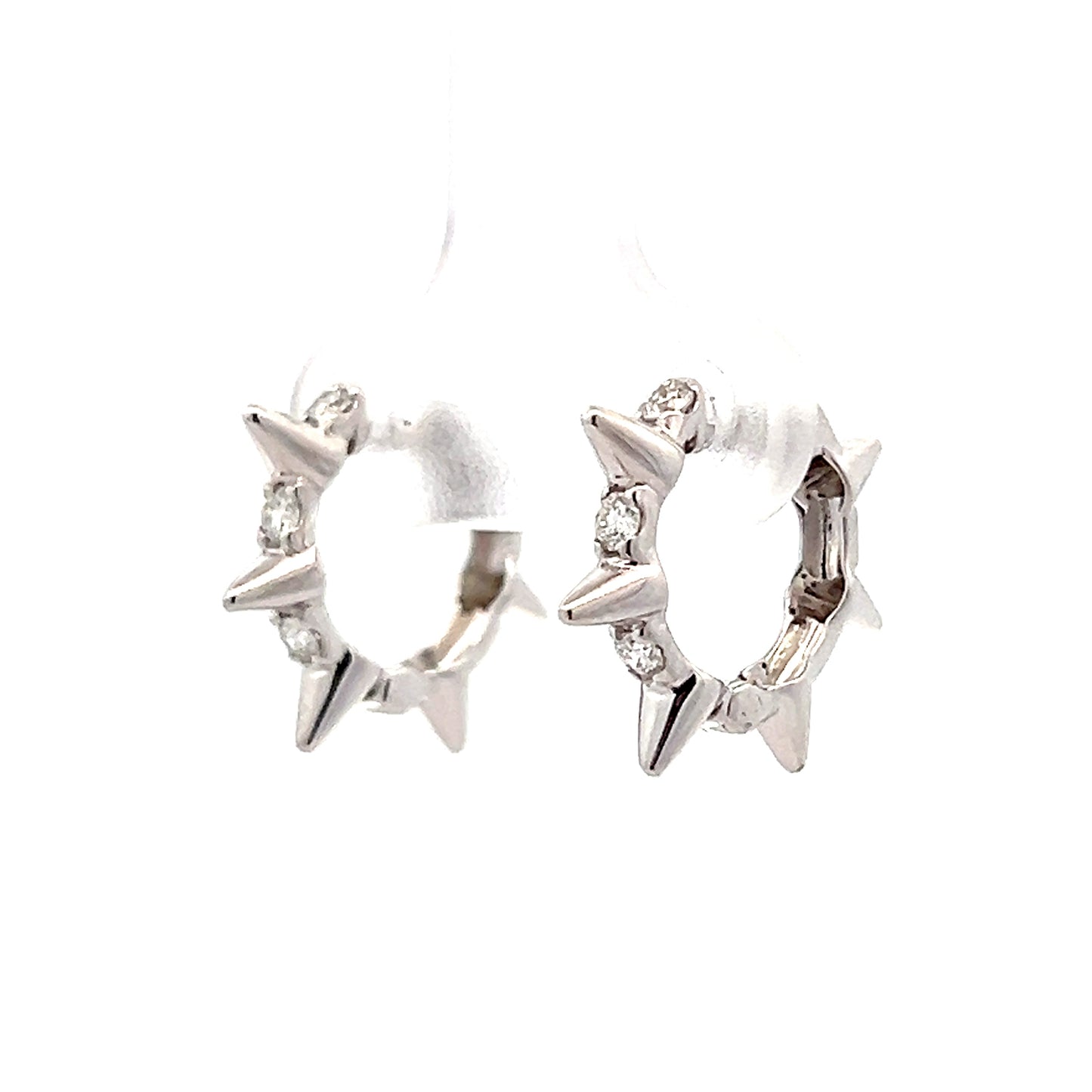 .20 Spiked Diamond Hoop Earrings in 14k White Gold
