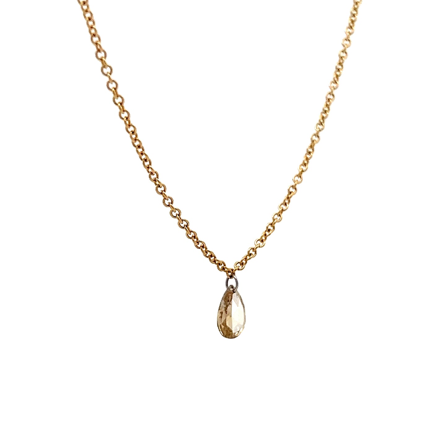 .45 Pear Rose Cut Diamond Pendant Necklace in 18k