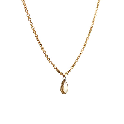 .45 Pear Rose Cut Diamond Pendant Necklace in 18k