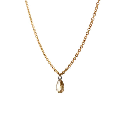 .45 Pear Rose Cut Diamond Pendant Necklace in 18k