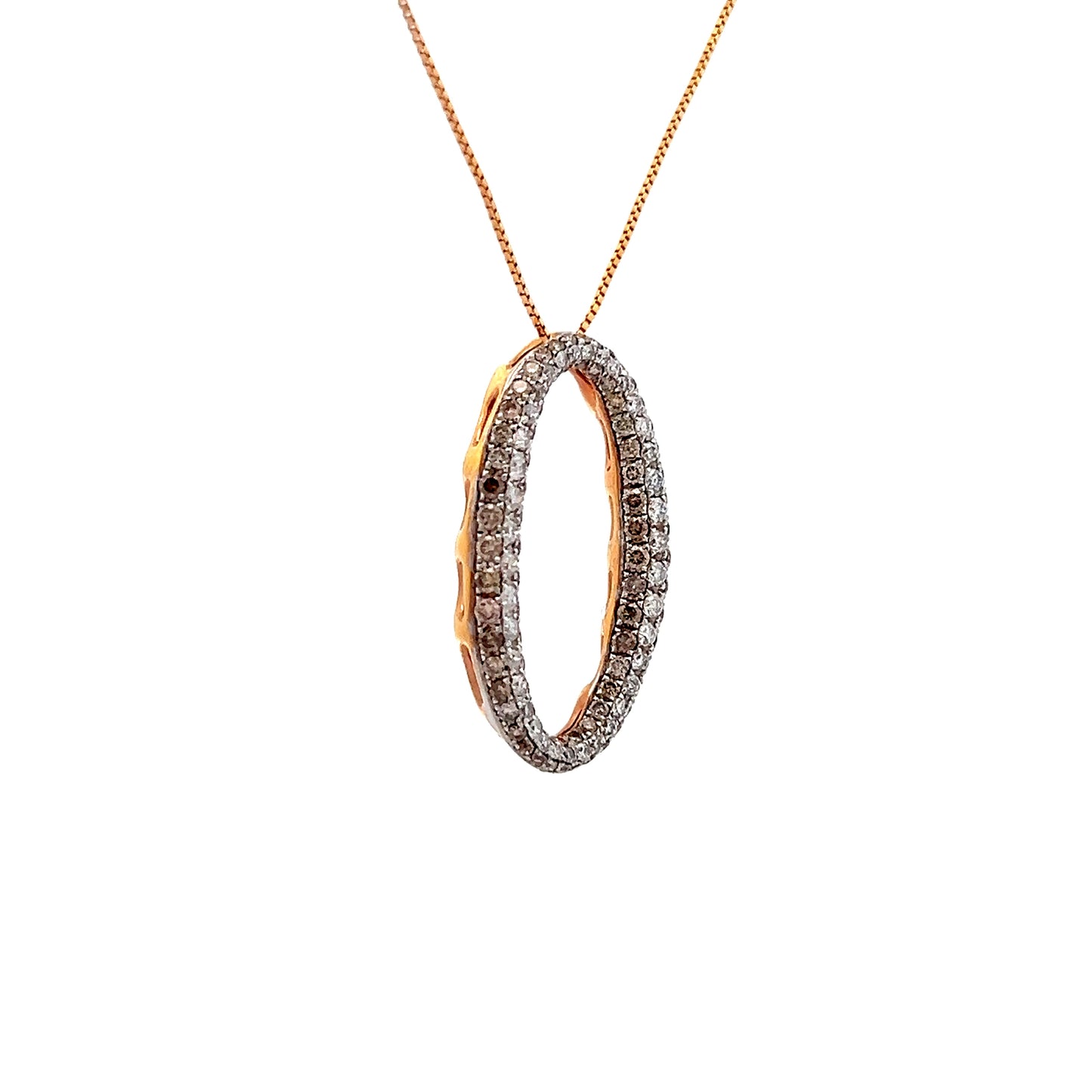 1 Carat Diamond Oval Pendant Necklace in 14k Rose Gold