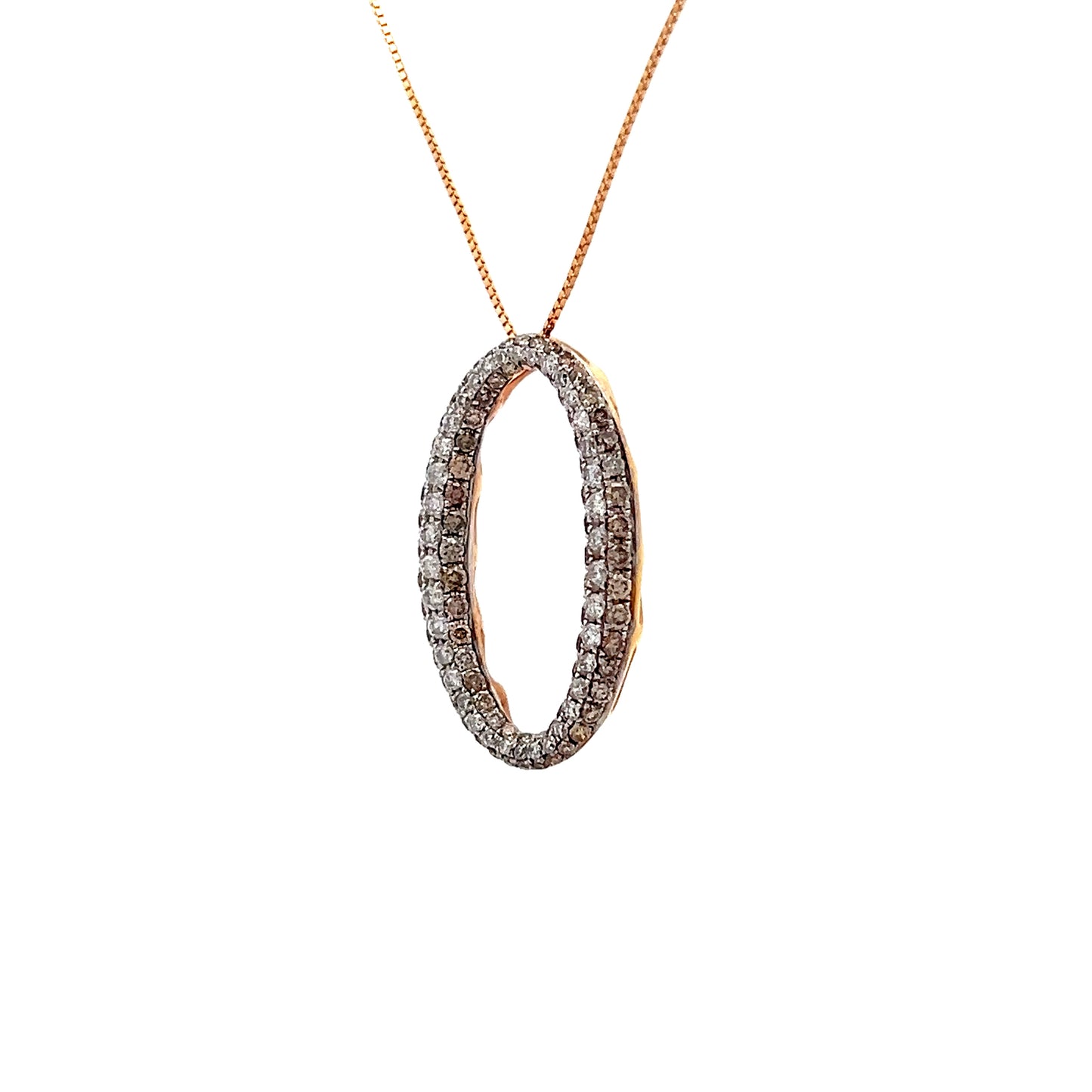 1 Carat Diamond Oval Pendant Necklace in 14k Rose Gold