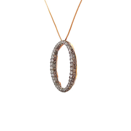 1 Carat Diamond Oval Pendant Necklace in 14k Rose Gold