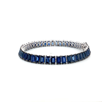 14.31 Emerald Cut Sapphire Tennis Bracelet in 18k