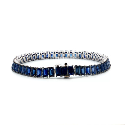 14.31 Emerald Cut Sapphire Tennis Bracelet in 18k