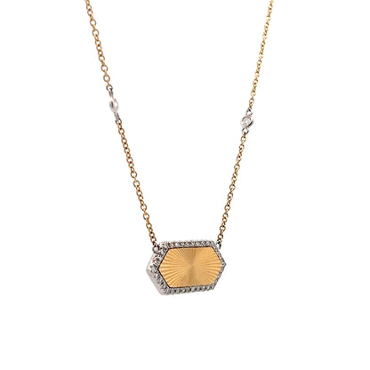 .28 Diamond Hexagon Pendant Necklace in 14k Yellow Gold