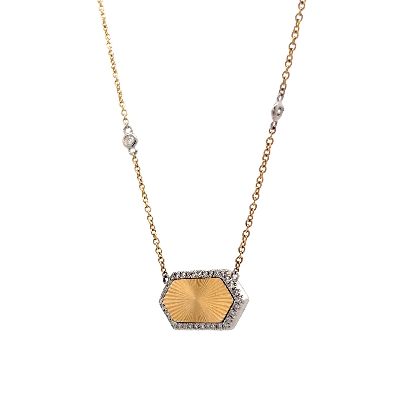 .28 Diamond Hexagon Pendant Necklace in 14k Yellow Gold