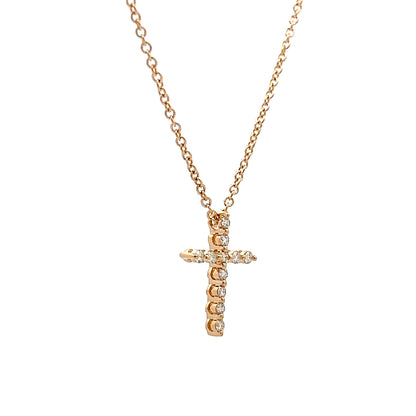 .16 Diamond Cross Pendant Necklace in 14k Yellow Gold