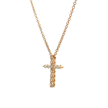.16 Diamond Cross Pendant Necklace in 14k Yellow Gold
