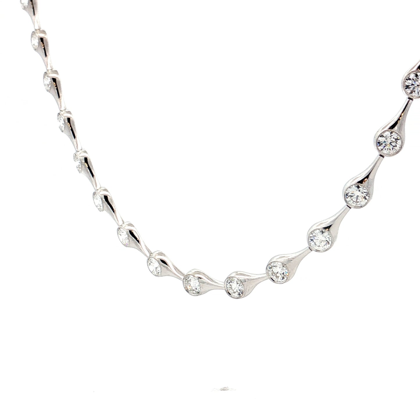 10.86 Diamond Station Necklace in 18k White Gold