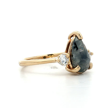 1.64 Pear Salt & Pepper Diamond Engagement Ring 14k