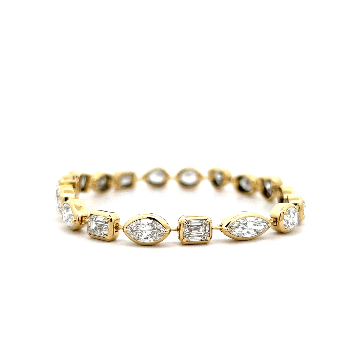 12.63 Mixed Cut Diamond Bezel Bracelet in 18k
