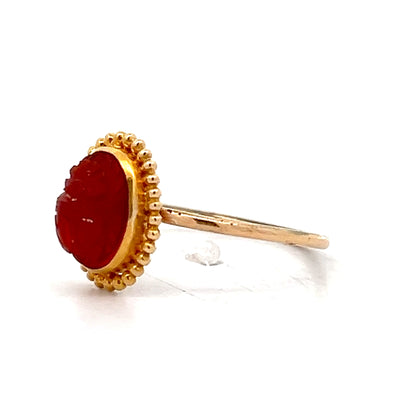 Antique Victorian Carved Scarab Ring in 14k