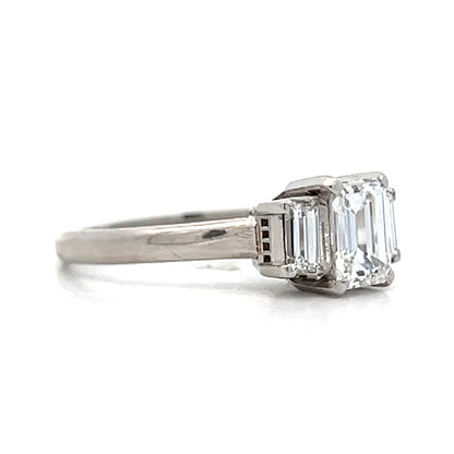 .74 Emerald Cut Three Stone Engagement Ring Platinum