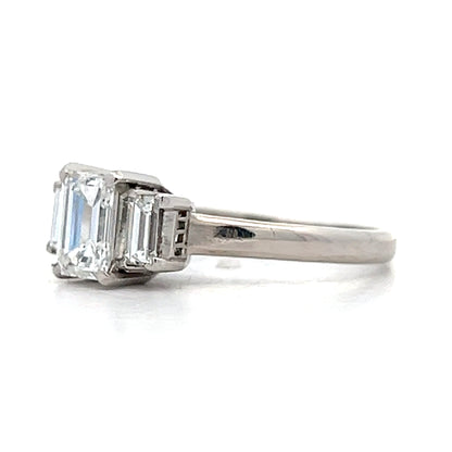 .74 Emerald Cut Three Stone Engagement Ring Platinum