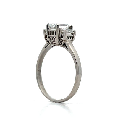 .74 Emerald Cut Three Stone Engagement Ring Platinum