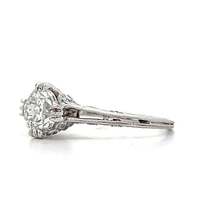 1.01 Vintage European Diamond Engagement Ring Platinum