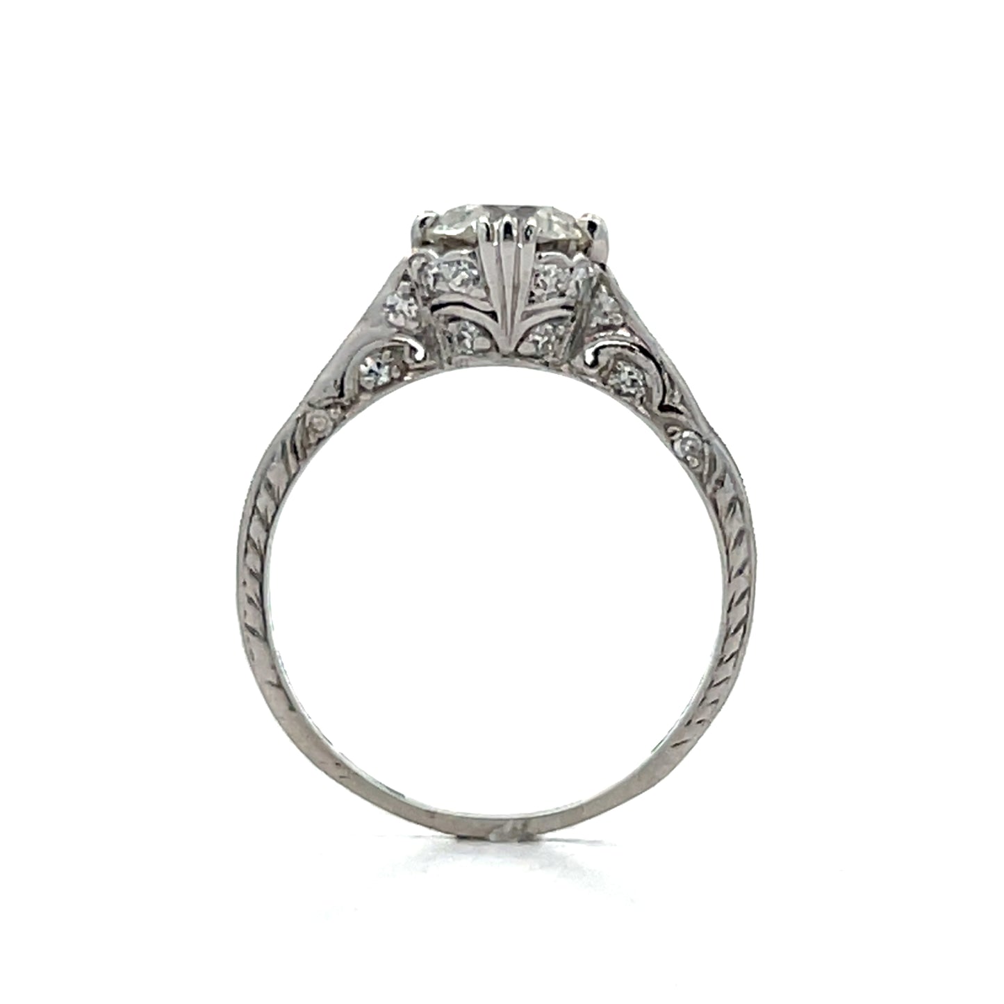 1.01 Vintage European Diamond Engagement Ring Platinum