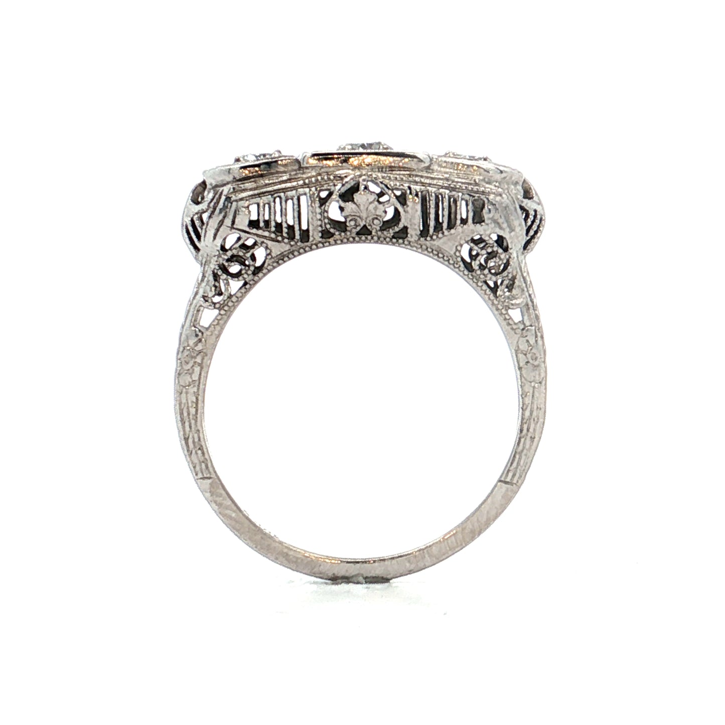 .14 Antique Deco Diamond Filigree Engagement Ring 18k
