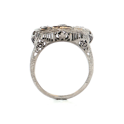 .14 Antique Deco Diamond Filigree Engagement Ring 18k