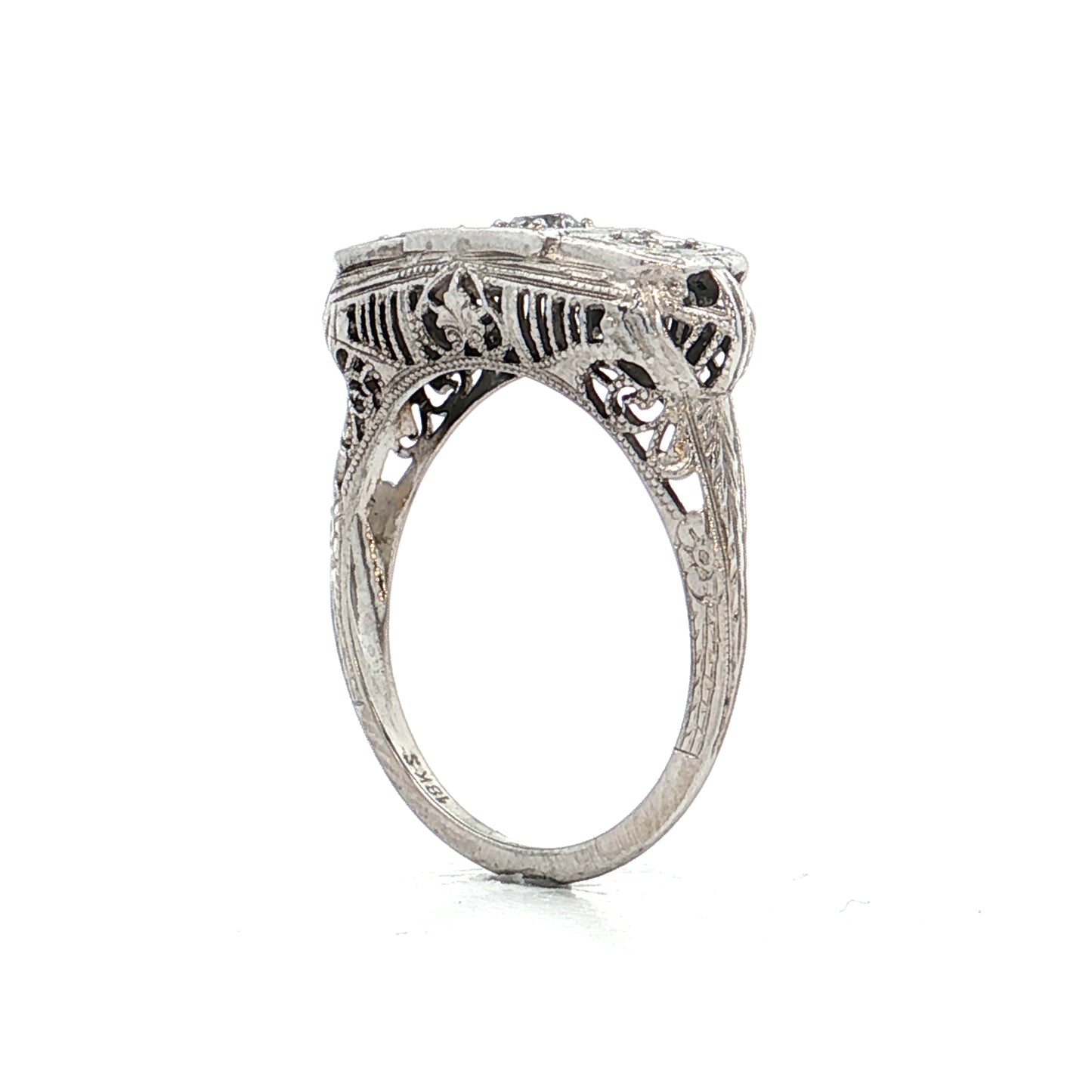 .14 Antique Deco Diamond Filigree Engagement Ring 18k