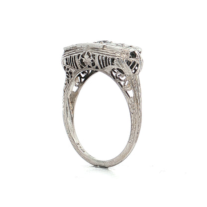 .14 Antique Deco Diamond Filigree Engagement Ring 18k